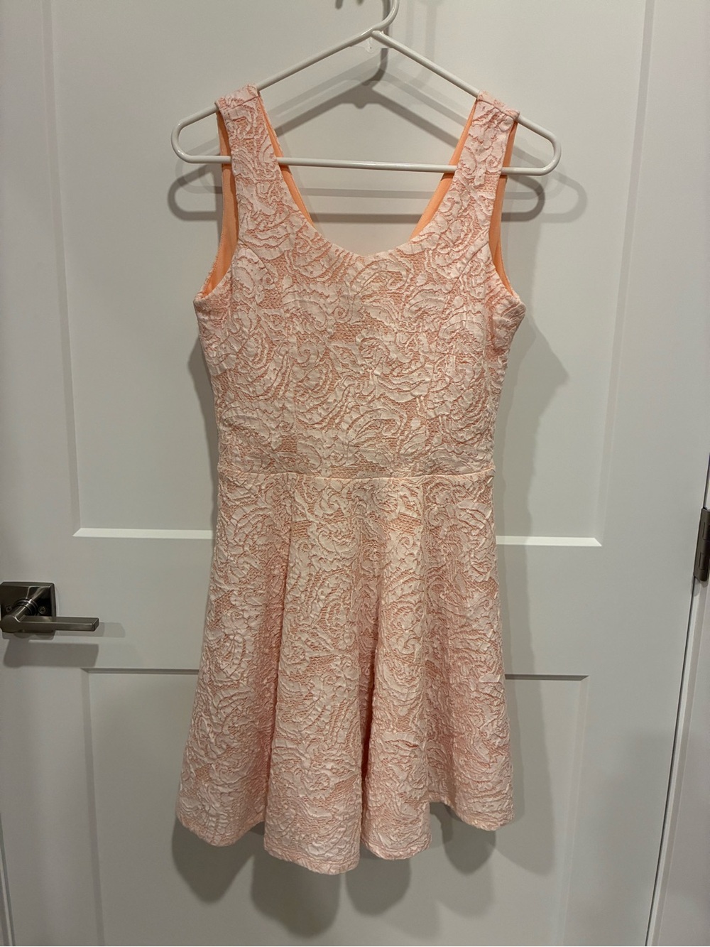 Charming Charlie Peach Lace Fit-and-Flare Dress Size S